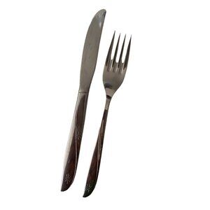 2 Pc TWIN STAR Stainless Steel Oneida Community Flatware Child Youth Fork Knife